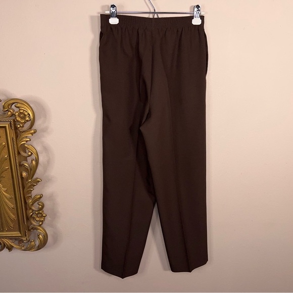 Vintage 6 Petite Allison Daley Brown Trousers Pleated Elastic Waistband - Picture 10 of 11